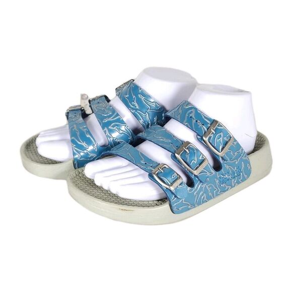Birkenstock Birki's Women's US6 EU37 Blue Dolphins 3 Straps Wedge Slides Sandals - Picture 1 of 16